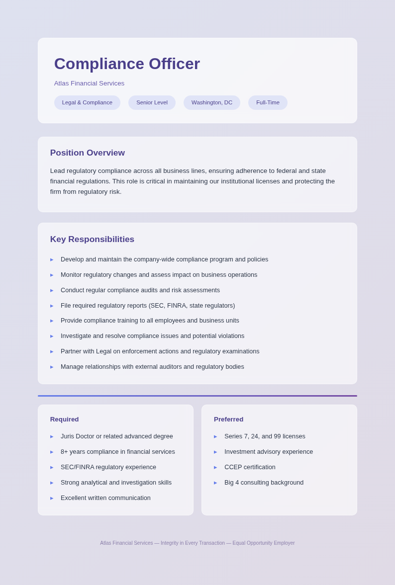 Glassmorphism corporate job description